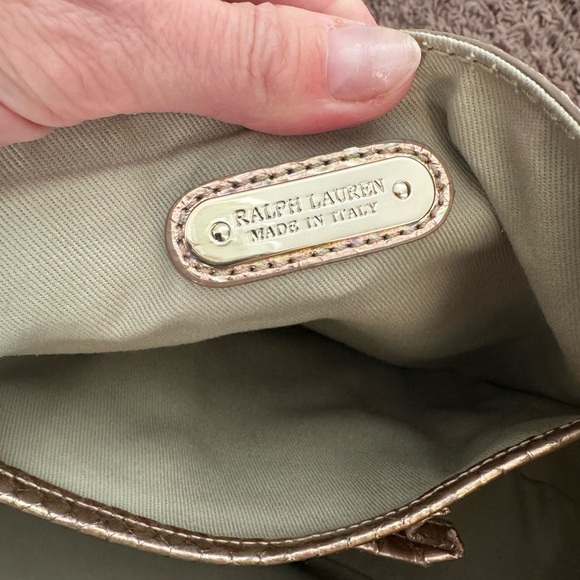 $3950 Ralph Lauren Python Snake Leather Bag Rose Gold Crossbody Satchel - Picture 10 of 10